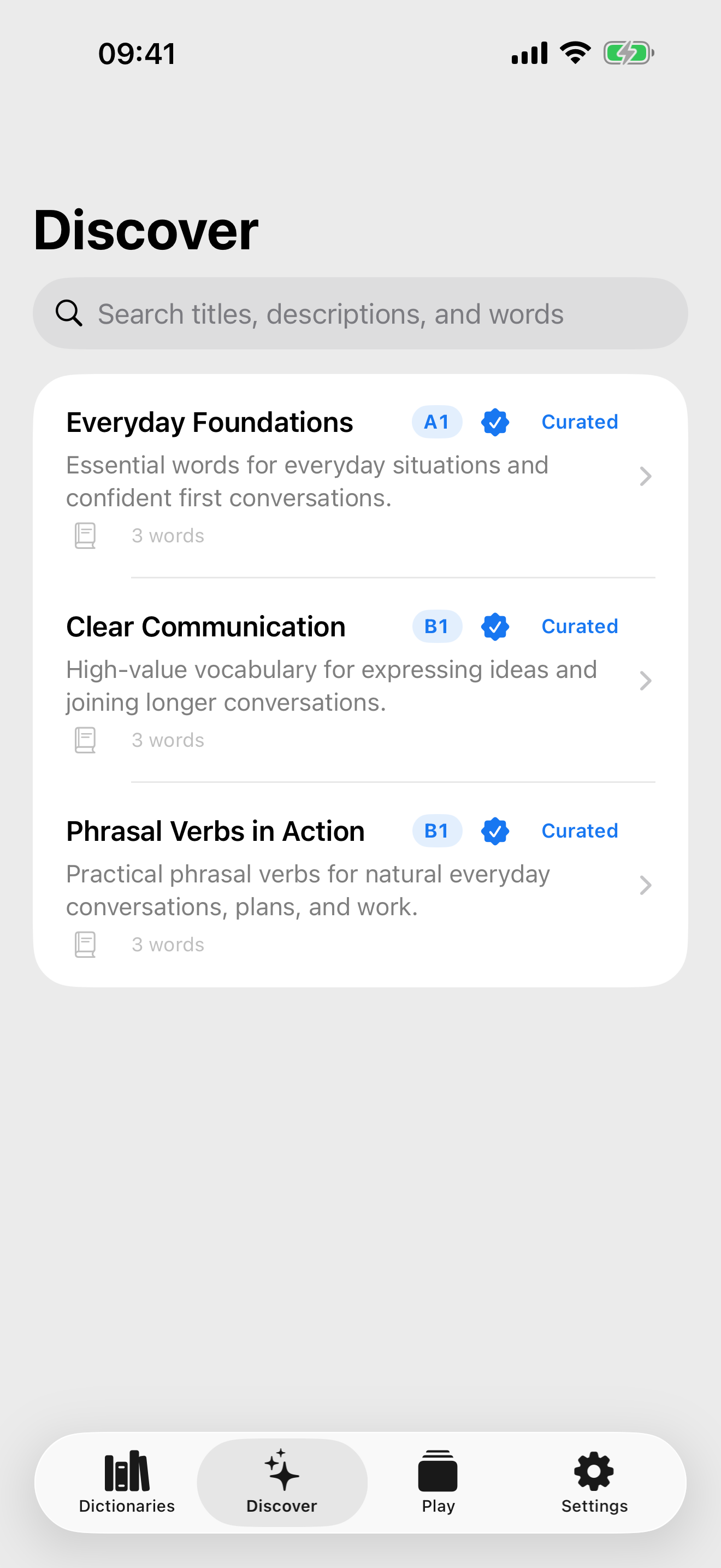 Discover curated A1 to C1 English vocabulary in Topical Dictionary